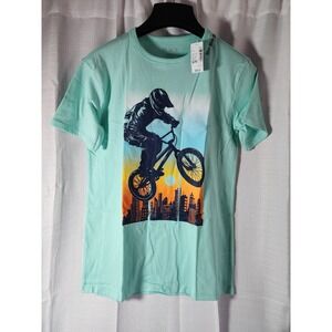 Childrens Place Blue Boys T Shirt Mountain Bike BMX‎ Size 16